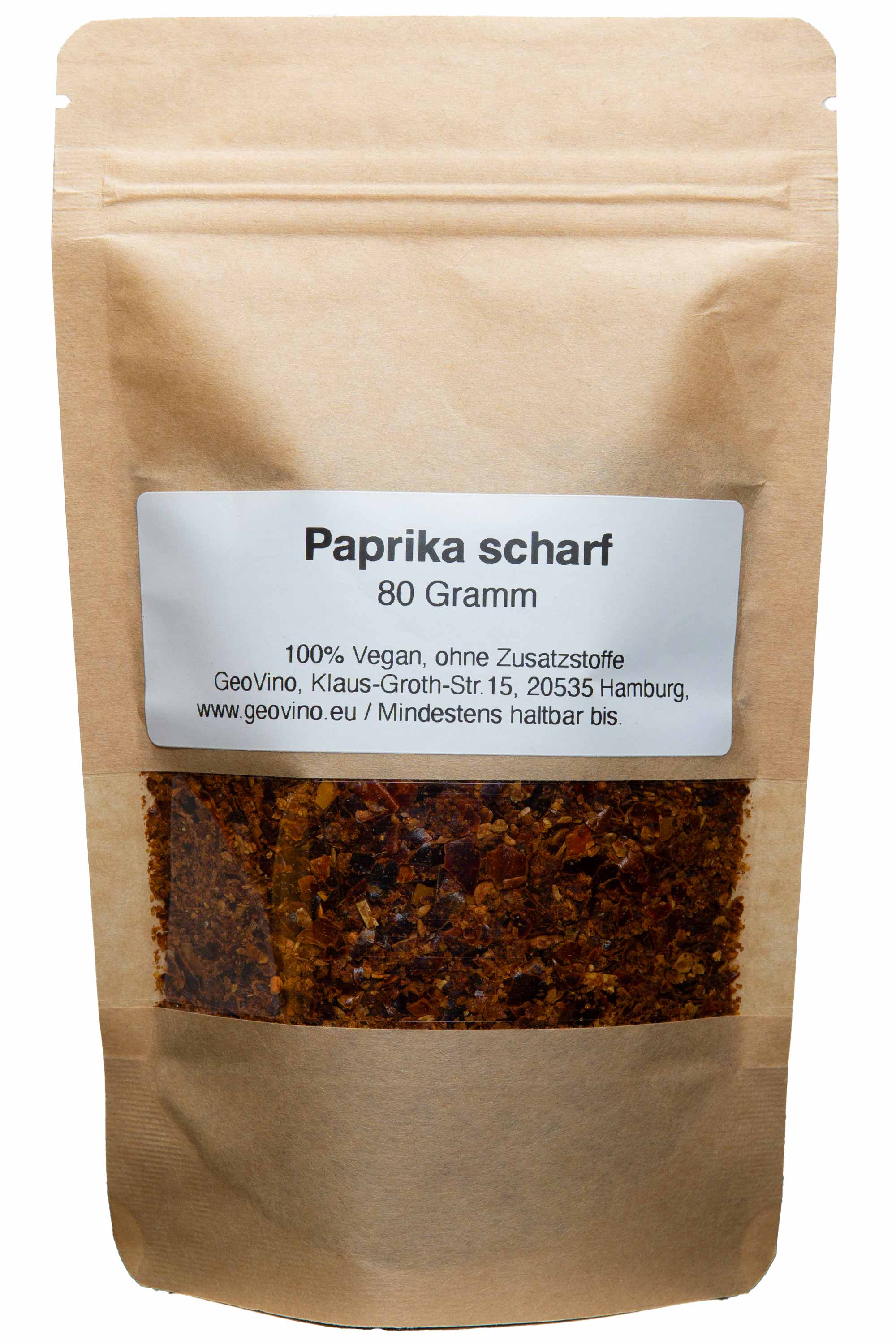 "Scharfe Paprika 80g, intensiv und pikant, perfekt für Würze in Suppen, Saucen und Fleischgerichten